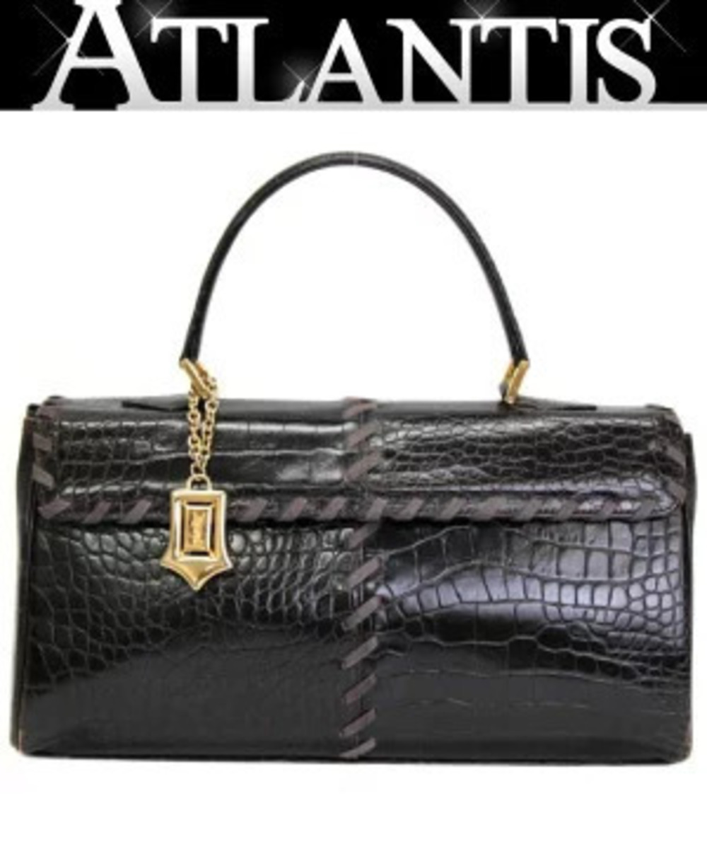 Saint Laurent Yves Handbag Crocodile Leather Brown